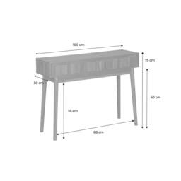 sweeek 100cm console table with grooved wooden detail in Beige - thumbnail 5