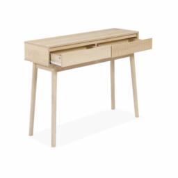 sweeek 100cm console table with grooved wooden detail in Beige - thumbnail 7