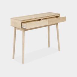 sweeek 100cm Console Table With Grooved Wooden Detail in Light Brown - thumbnail 3