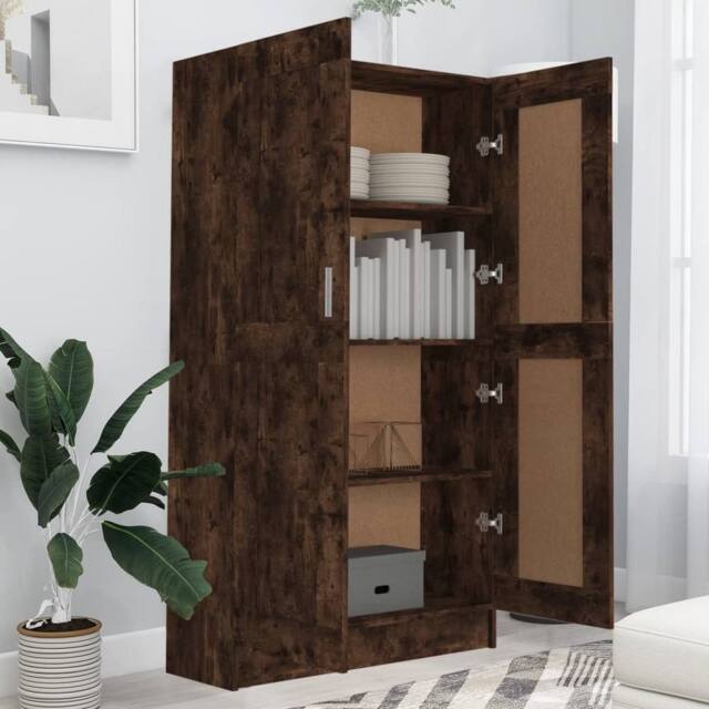Berkfield Home Classic Book Cabinet Smoked Oak 82.5x30.5x150 cm Engineered Wood in Brown - image 1