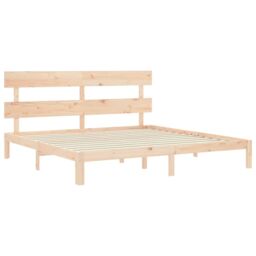 Berkfield Home Bed Frame with Headboard 200x200 cm Solid Wood in Brown - thumbnail 5