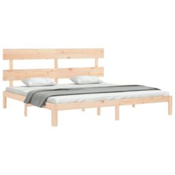Berkfield Home Bed Frame with Headboard 200x200 cm Solid Wood in Brown - thumbnail 4