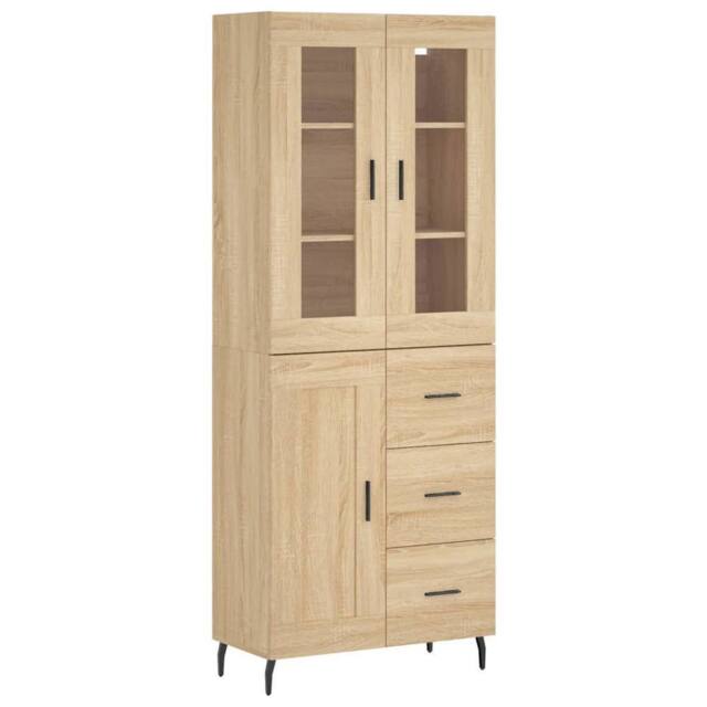 Berkfield Home Highboard Sonoma Oak 69.5x34x180 cm Engineered Wood in Light Tan - image 1