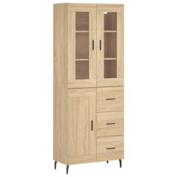 Berkfield Home Highboard Sonoma Oak 69.5x34x180 cm Engineered Wood in Light Tan