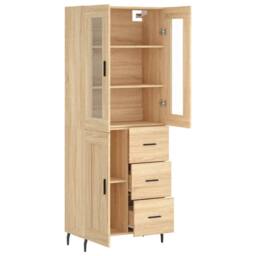 Berkfield Home Highboard Sonoma Oak 69.5x34x180 cm Engineered Wood in Light Tan - thumbnail 4