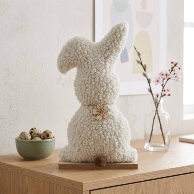 Garden Greatness Springtime Fluffy Blanc Bunny Decoration in White - Size: 1 Pack - image 1