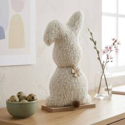 Garden Greatness Springtime Fluffy Blanc Bunny Decoration in White - Size: 1 Pack - thumbnail 2