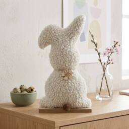 Garden Greatness Springtime Fluffy Blanc Bunny Decoration in White - Size: 1 Pack - thumbnail 1