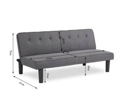 Home Detail Layla Fabric Sofa Bed With Tufted Detail & Black Legs in Grey - thumbnail 5