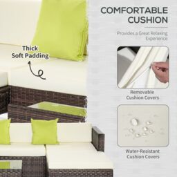 OUTSUNNY 5 Pieces Rattan Sofa Set Wicker Sectional Cushion Patio in Brown - thumbnail 5