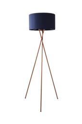 ValueLights Camden Copper Metal Tripod Floor Lamp with Navy Blue Drum Lamp Shade in Dark Navy - thumbnail 6