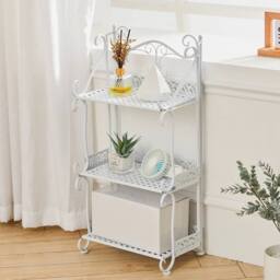 KORVIXA 3 Tier Metal Bathroom Storage Shelf in White - thumbnail 4