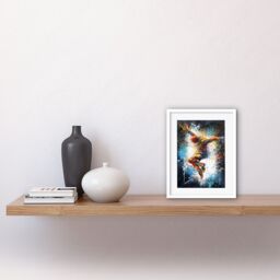 "Artery8 Wall Art Print Before the Land Parkour Jump Paint Splat Portrait Artwork Framed 9X7 Inch in White - Size: W7"" x H9""" - thumbnail 2