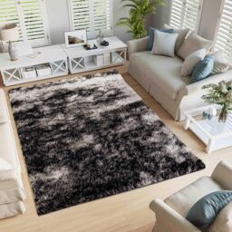 Desire Rugs Modern Soft Two Tone Shimmer Shaggy Area Rugs in Dark Grey - Size: 80 cm x 150 cm - thumbnail 1