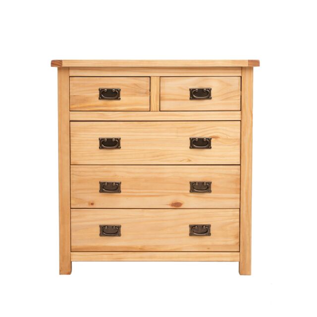 Cabinet Bits Lugo 5 Drawer Chest of Drawers Bras Drop Handle in Light Brown - image 1