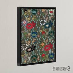 "Artery8 Japanese Floral Pattern G A Audsley Black Framed Canvas Wall Art - Size: W12"" x H16""" - thumbnail 2