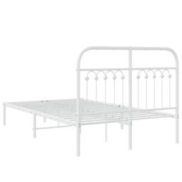 Berkfield Home Metal Bed Frame without Mattress with Headboard White 120x200cm - Size: Small Double - thumbnail 6