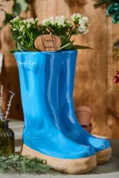 Dibor Bright Blue Boots Large Ceramic Indoor Outdoor Flower Pot Garden Planter Pot H29.5 x W24cm