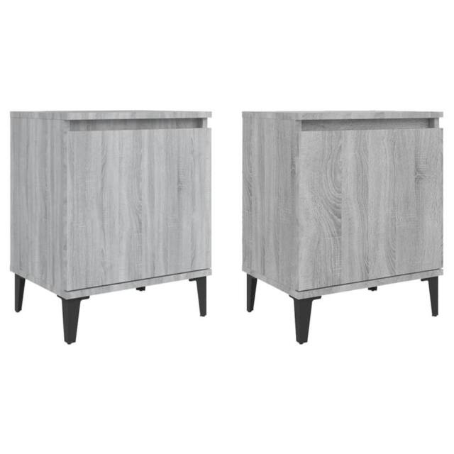 Berkfield Home Bed Cabinets with Metal Legs 2 pcs Grey Sonoma 40x30x50 cm - Size: 40 x 30 x 50 cm - image 1