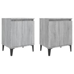 Berkfield Home Bed Cabinets with Metal Legs 2 pcs Grey Sonoma 40x30x50 cm - Size: 40 x 30 x 50 cm - thumbnail 1