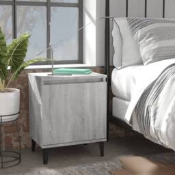 Berkfield Home Bed Cabinets with Metal Legs 2 pcs Grey Sonoma 40x30x50 cm - Size: 40 x 30 x 50 cm - thumbnail 2