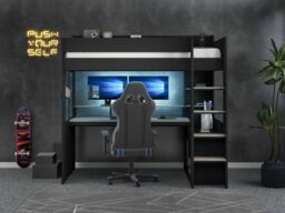 Recoil Kyrk Gaming High Sleeper Bed in Black - Size: Single - thumbnail 2