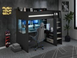 Recoil Kyrk Gaming High Sleeper Bed in Black - Size: Single