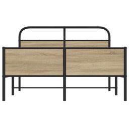 Berkfield Home Bed Frame without Mattress 140x190 cm Sonoma Oak Engineered Wood in Brown - thumbnail 5
