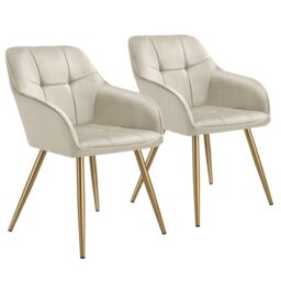 tectake Dining Chair Marilyn Set Of 4 - Cream/Gold in Cream - Size: 4 Pack
