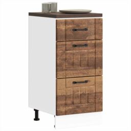 Berkfield Home Kitchen Base Cabinet Lucca Old Wood Engineered Wood in Brown - thumbnail 1