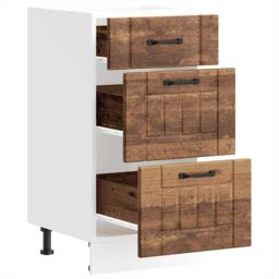 Berkfield Home Kitchen Base Cabinet Lucca Old Wood Engineered Wood in Brown - thumbnail 5
