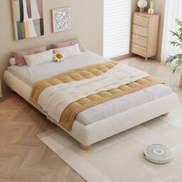 Matteo Beige Velvet Upholstered Double Bed Frame - thumbnail 8