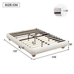 Matteo Beige Velvet Upholstered Double Bed Frame - thumbnail 6