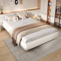 Matteo Beige Velvet Upholstered Double Bed Frame - thumbnail 9