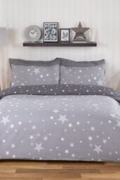 OHS Stars Duvet Cover with Pillowcase Bedding Set in Grey - Size: Cot Bed - thumbnail 1