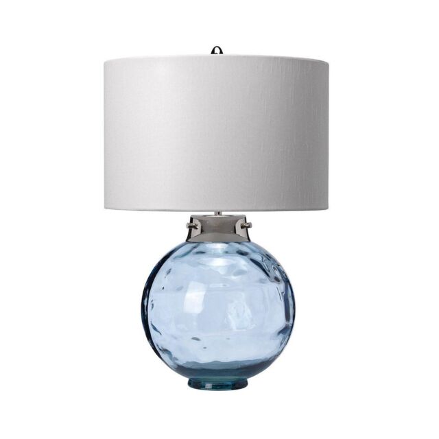 Netlighting Kara Table Lamp Blue Faux Silk Shade in Grey - image 1