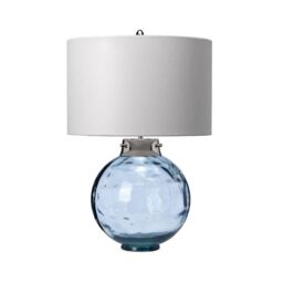 Netlighting Kara Table Lamp Blue Faux Silk Shade in Grey - thumbnail 1