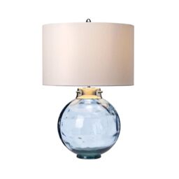 Netlighting Kara Table Lamp Blue Faux Silk Shade in Grey - thumbnail 2