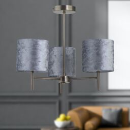 First Choice Lighting Set of 2 Brea - Antique Brass Light Fittings with Grey Velvet Shades in Gold - thumbnail 5