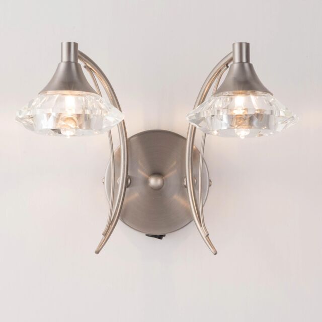 Harper Living Double Wall Light & Sconce Satin Nickel Finish in Light Grey - image 1