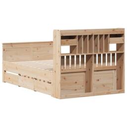 Berkfield Home Bookcase Bed without Mattress 135x190 cm Double Solid Wood Pine in Natural - thumbnail 6
