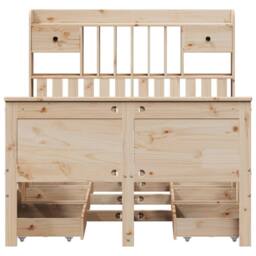 Berkfield Home Bookcase Bed without Mattress 135x190 cm Double Solid Wood Pine in Natural - thumbnail 4