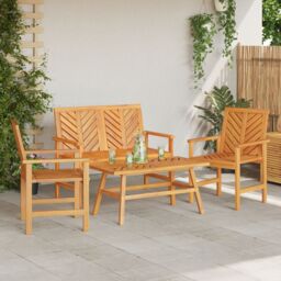 Berkfield Home 4 Piece Garden Lounge Set Solid Wood Acacia in Brown - thumbnail 4