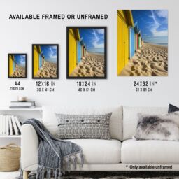"Artery8 Bournemouth Beach Huts Photo Summer England Wall Art Print in Blue - Size: W24"" x H32""" - thumbnail 3