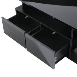 Merax High Gloss LED Coffee Table with 2 Drawers & Side Shelves in Black - thumbnail 9