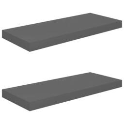 Berkfield Home Floating Wall Shelves 2 pcs High Gloss Grey 60x23.5x3.8 cm MDF