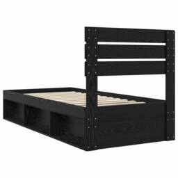 Berkfield Home Bed Frame with Headboard Black 90 x 190 cm Solid Pine Wood - thumbnail 9