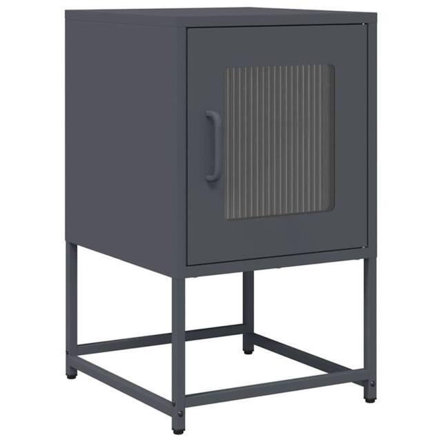 Berkfield Home Bedside Cabinet Anthracite 36x39x60.5 cm Cold-rolled Steel in Dark Grey - image 1