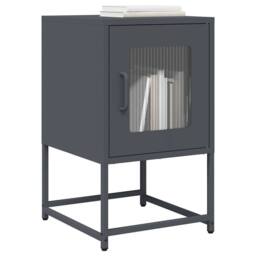 Berkfield Home Bedside Cabinet Anthracite 36x39x60.5 cm Cold-rolled Steel in Dark Grey - thumbnail 2