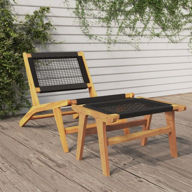 Berkfield Home Garden Chair with Footrest Solid Wood Teak & Polyester in Brown - image 1